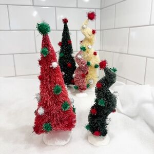 ❤️🎄❤️ Dept 56 | “Tinsel Ball Trees”| Set of 5 | Village Accessories ❤️🎄❤️